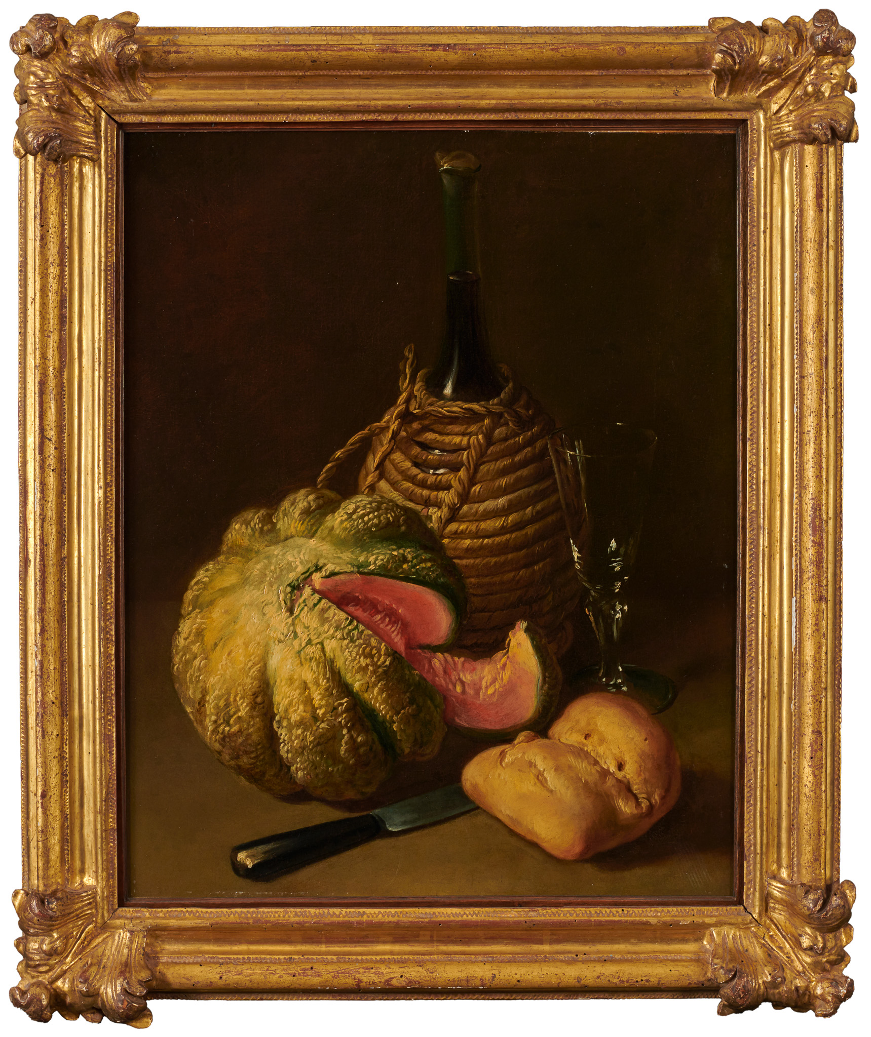 Still Life with a Bottle of Wine, Glass, Melon, Roll and Knife Slider Image 2